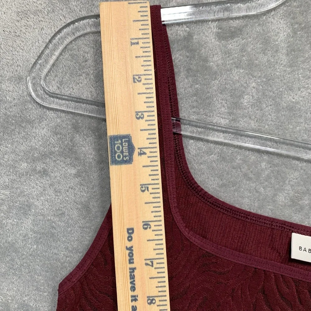 Babaton Red Textured Bodysuit Medium Sleeveless Square Neck Minimalist Aritzia - Picture 12 of 14